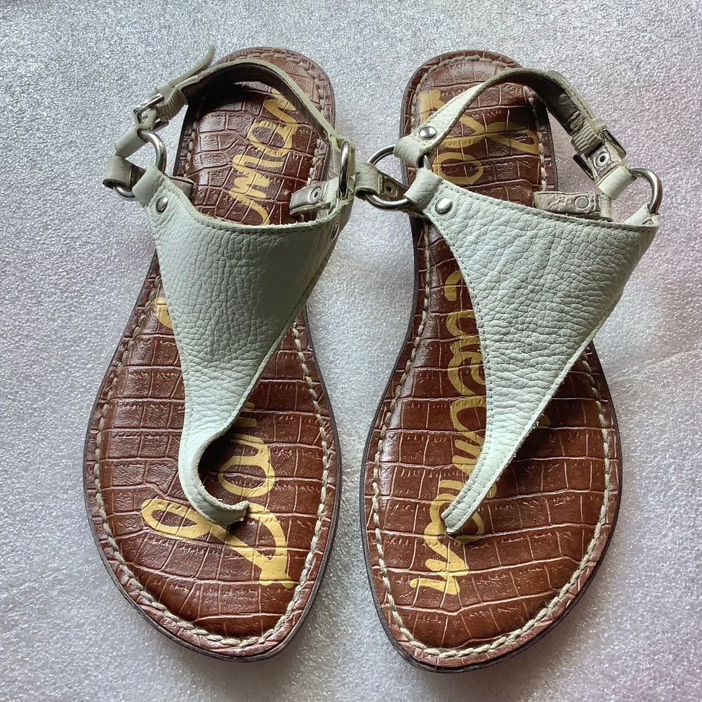 SAM EDELMAN White Leather Greta Thong Sandal Size 7